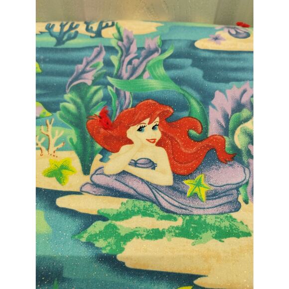 Little Mermaid Reversible Throw Blanket Ariel Sebastian Flounder Handmade 68x44" - Picture 3 of 5